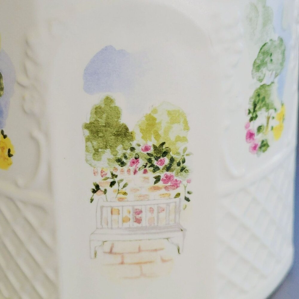 Vintage Pfaltzgraff Cape May Pitcher Sculptured Shabby Chic Floral Garden USA - Picture 5 of 16